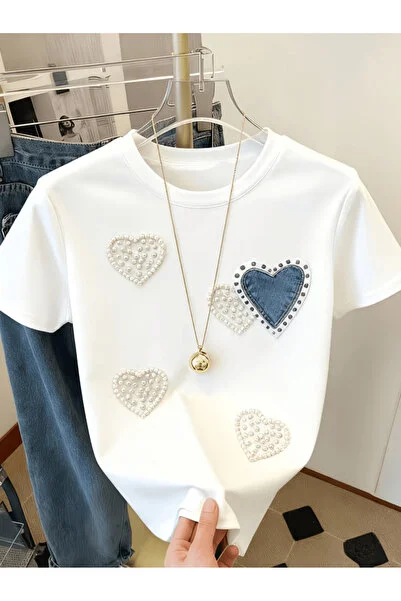 Aşk Kalp Baskılı Premium Oversize T-shirt
