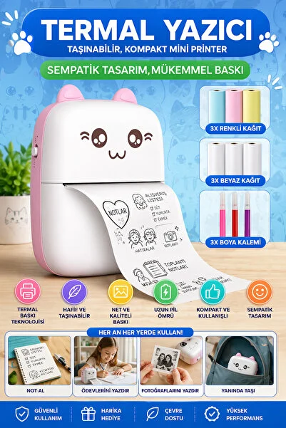 Mini Fotoğraf Yazıcı Kablosuz Etiket Yazıcı Baskı Makinesi Ios Android Uyumlu Termal Printer