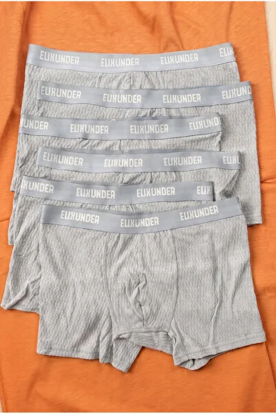 6'lı Gri Erkek Boxer Terletmez Nefes Alabilen Pamuklu Boxer
