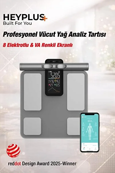 Profesyonel Akıllı Bluetooth Tartı Baskül 8 Elektrotlu Hassas Yağ Ölçer Vücut Analiz Tartısı